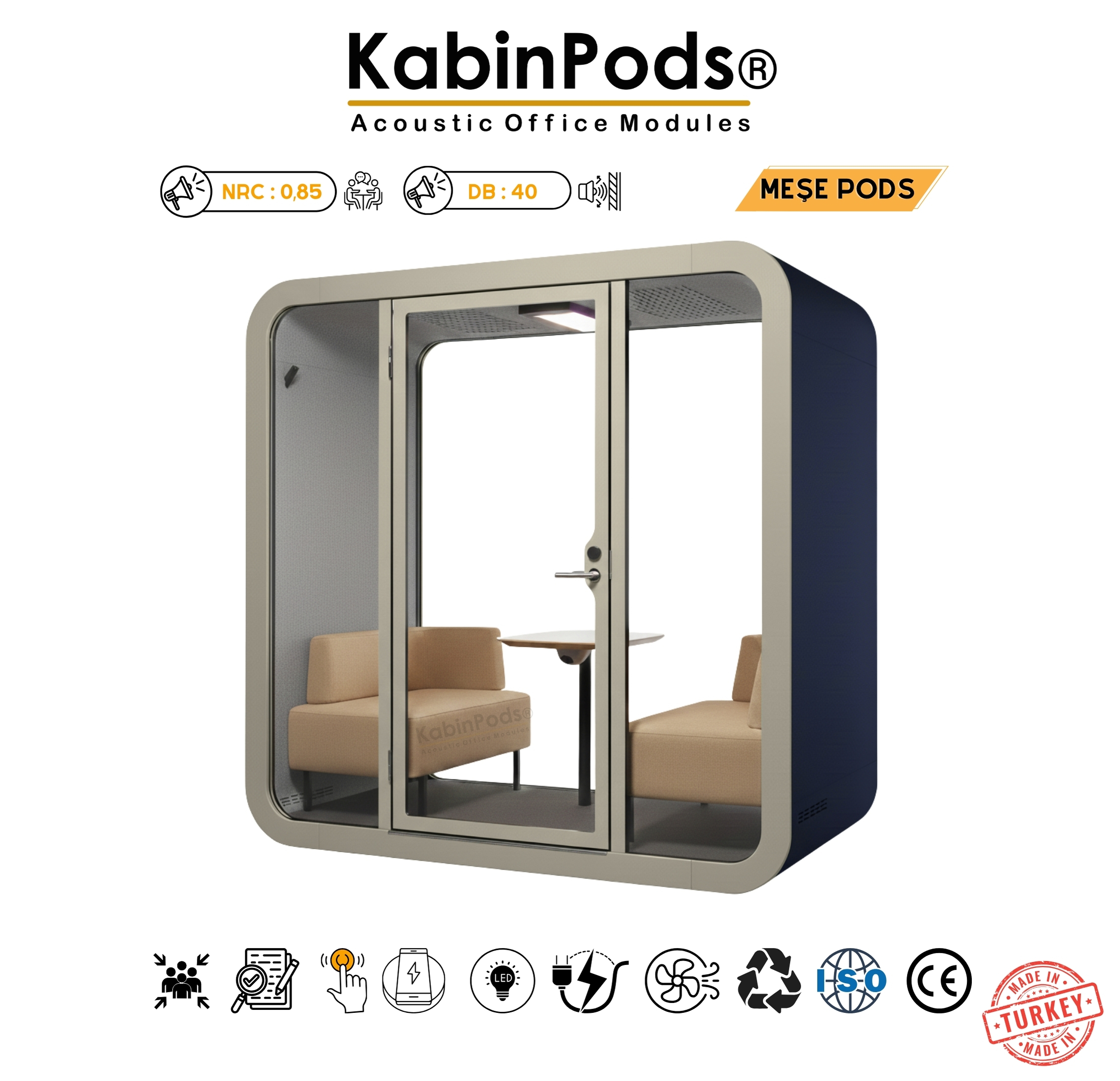 Akustik Toplantı Kabini 7 - Premium Kalite Ses İzolasyonlu Toplantı Telefon Kabini Modelleri